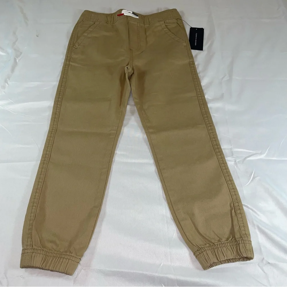 Tommy Hilfiger Boys Khaki Jogger Pants Stretch Twill Tan Size 6 TBSHC16E-232